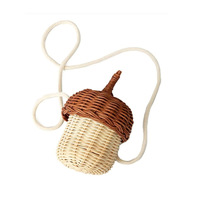 Boîte de rangement champignon en rotin faite à la main Jouets pour enfants sac à main de rangement en rotin tissé à la main