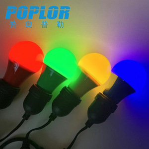 Bombilla LED de Color Poplor A60 de Plástico E27 5W 7W 9W, Iluminación Decorativa para Festivales, Rojo, Amarillo, Azul, Verde - Product Image 5
