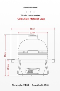 Barbecue Kamado en céramique et fumoir, barbecue au <span class=keywords><strong>charbon</strong></span> de <span class=keywords><strong>bois</strong></span> d'extérieur pour 3 à 5 personnes, four à pizza robuste, rôtissoire de style américain - Product Image 6