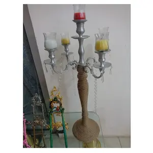 Candelabros de tabela de velas de luxo, candelabros floral para decoração de casamento de alumínio