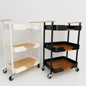 Hiện đại 3-Tier cán lưu trữ giỏ hàng 360 câm bánh xe đa chức năng điện thoại di động giá cho phòng tắm nhà bếp tổ chức bán buôn nhà máy - Product Image 2