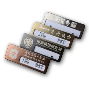 Badges nominatifs en métal avec finition classique, plaques nominatives pour employés d'entreprise, hôtels, logo personnalisé, accessoires de badges magnétiques - Product Image 1