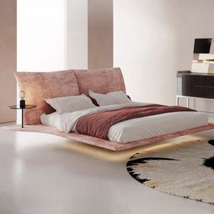 Rising 2024 nouveau <span class=keywords><strong>lit</strong></span> suspendu en cuir véritable italien minimaliste moderne lumière luxe pétale maître <span class=keywords><strong>lit</strong></span> double rembourré - Product Image 2