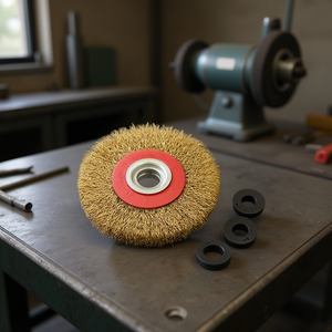 แปรงกลม 200x25 มม. ลวดเหล็ก 32 มม. สำหรับเครื่องเจียรแบบตั้งโต๊ะ - Product Image 3