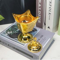 Brûleur d'encens musulman doré de style moyen-oriental par galvanoplastie décoratif pour la maison, le bureau et la chambre à coucher.