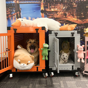 Gabbia Portatile Pieghevole in Lega di Alluminio per Cani di Taglia Media e Grande, Modello Solido con Chiusura a Bottone per Campeggio e Viaggi - Product Image 2