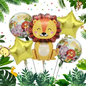5 pz/set Animal Mylar Helium Foil Party Balloons Bouquet Set per Jungle Theme Birthday Baby Shower Photo Prop Party fornitori