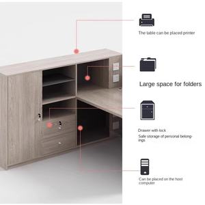 Estación <span class=keywords><strong>DE</strong></span> TRABAJO ejecutiva original y moderna <span class=keywords><strong>de</strong></span> color madera, <span class=keywords><strong>escritorio</strong></span> <span class=keywords><strong>de</strong></span> oficina para 1 persona con salida y estante para muebles <span class=keywords><strong>de</strong></span> oficina expandibles - Product Image 4