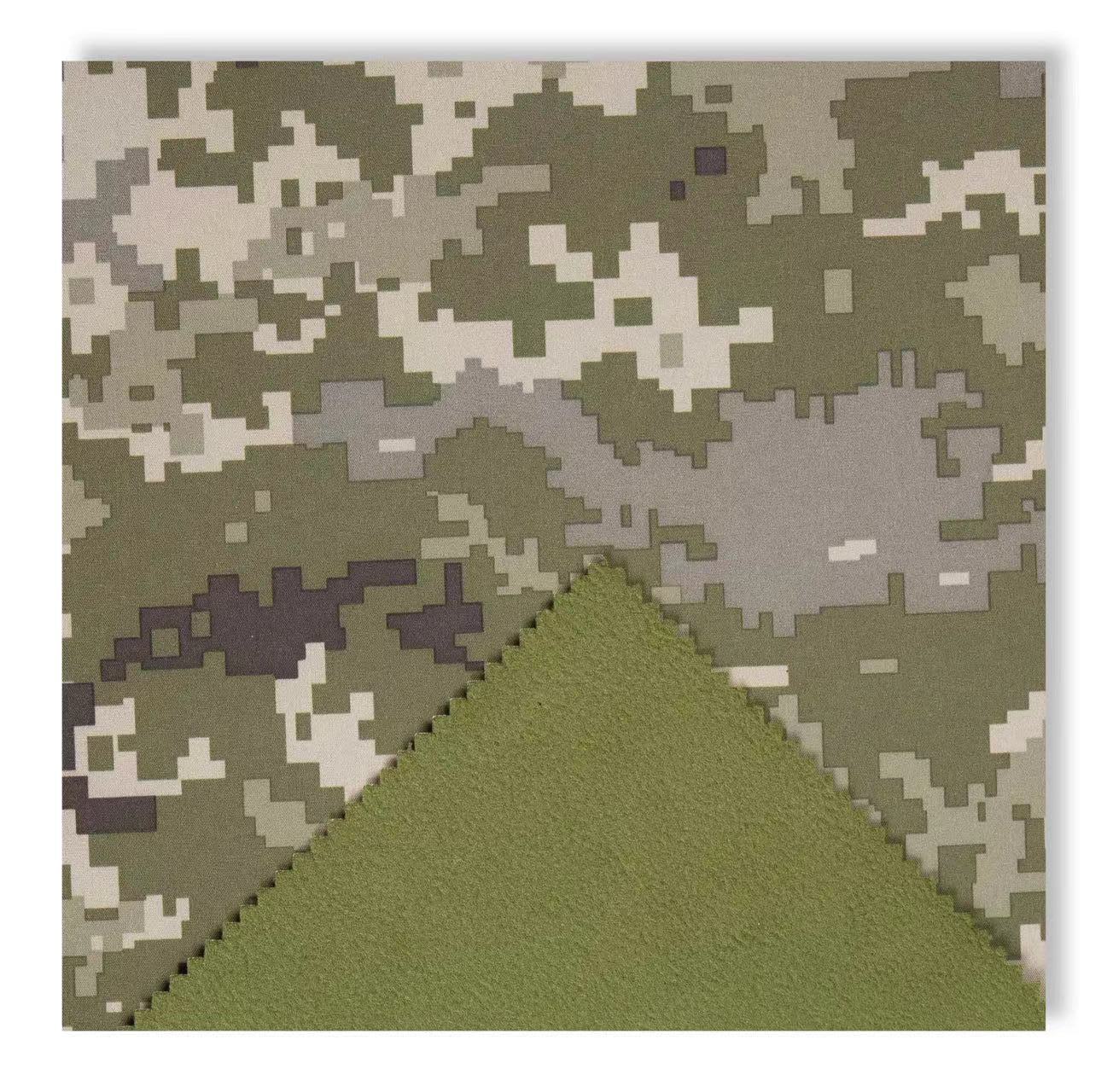 Camouflage 3 layer softshell waterproof breathable polar fleece laminated tpu film functional fabric for outdoor coats