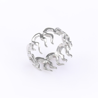 Bague VAF COOL Flamme Gothique en Acier Inoxydable, Bague Punk à Pointes de Feu, Bijou Alternatif Sombre pour Hommes et Femmes