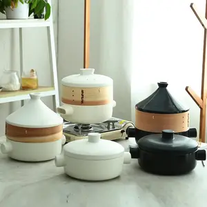 Komersial Mini keramik Maroko tembikar Casserole peralatan dapur Steamer sup tahan suhu tinggi Tagine