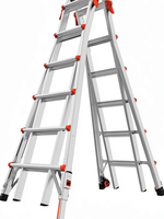 JINLUBA / Marque Client FT-603 Échelle manuelle à 6 marches en aluminium avec verrouillage, pieds évasés, capacité de charge de 150 kg pour salle de sport et escalier