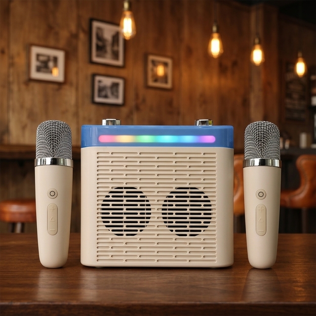 Factory Sale 2000mAh Large Capacity Sound Equipment Speaker with 2 Microphone Portable Home Party Speaker with AUX USB TF Card