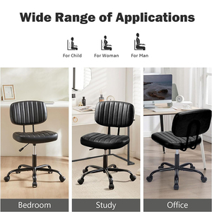 Silla Moderna <span class=keywords><strong>de</strong></span> Malla y Cuero PU Negro <span class=keywords><strong>para</strong></span> <span class=keywords><strong>Adolescentes</strong></span> y Estudiantes, <span class=keywords><strong>para</strong></span> Sala <span class=keywords><strong>de</strong></span> <span class=keywords><strong>Estudio</strong></span>, Dormitorio, Oficina o Tocador - Product Image 5