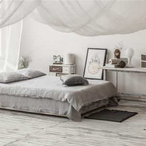 Parure de lit en lin, <span class=keywords><strong>draps</strong></span> plats en lin 100% lin pour lit Queen, ensemble de <span class=keywords><strong>draps</strong></span> en lin en gros, parure de lit personnalisée Queen King, respirante - Product Image 1