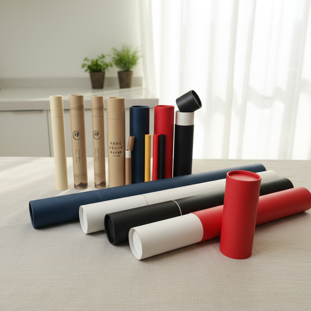 Independently Designed Custom Printed logo Paper Tubes, Candle Paper Tube Packaging, Brown Kraft Paper Cosmetic Tubes