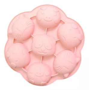 แม่พิมพ์ซิลิโคนรูปการ์ตูนสีชมพูรักษ์โลกสำหรับทำอาหารเด็ก ชุด 6 ชิ้น สำหรับทำพุดดิ้งและเยลลี่ อุปกรณ์อบขนมอเนกประสงค์ - Product Image 6