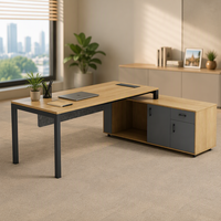 Ensemble de bureau commercial et armoire de rangement avec 3 tiroirs coulissants, tiroir verrouillable, pieds fixes, poste de travail moderne