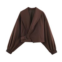 Nouvelle Collection Été 2026 – Veste Courte Femme Unie en Polyester Style Urbain avec Grand Col Revers W107 8924