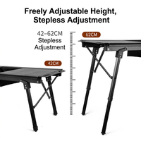 Table de camping pliable moderne et réglable en alliage d'aluminium, rectangulaire, pour pique-nique, barbecue et activités tactiques en extérieur