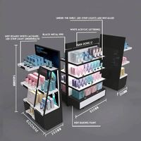 Estantes de Exhibición Modernos y Ecológicos Personalizados para Tiendas de Cosméticos, Maquillaje y Cuidado de la Piel, Mostrador Pequeño Negro con Luz LED