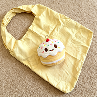 Sac fourre-tout pliable et réutilisable en peluche motif gâteau mignon, grande capacité, jaune, pour courses