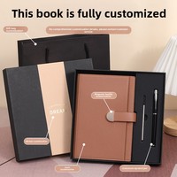 Carnet à couverture rigide en similicuir épaissi, reliure cousue, emballage coffret cadeau, pour réunions d'affaires, vente en gros, logo personnalisé