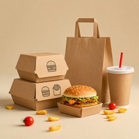 Boîte d'emballage en papier écologique personnalisée pour la restauration rapide - Boîtes en kraft biodégradables résistantes à la graisse pour les hamburgers et les poulets frits à emporter