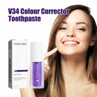 Hot Selling V34 Purple Toothpaste Color Correcting Teeth Whitening Toothpaste Gentle Formula Brighten Teeth in Stock