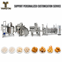 Ligne de production de machines à samosas : Mélangeur de pâte, applicateur, enrobeuse, friteuse continue pour pakoras, namkeen et autres snacks.