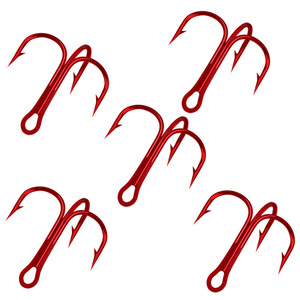 Hameçons de pêche triple, nickel rouge, trois hameçons, pêche en eau salée, pêche en mer, affûtés chimiquement - Product Image 2