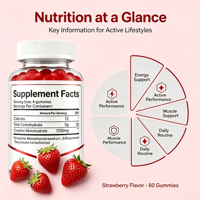Gummies de Créatine Monohydrate pour Adultes – Soutien à la Croissance Musculaire et aux Performances – 60 Unités, Saveur Fraise, 1250mg – Prix Usine, Marque Privée