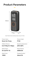 Pompe à air rechargeable 6000mAh 22 cylindres Gonfleur de pneus intelligent avec écran LCD pour voiture