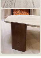 Table basse en marbre travertin naturel moderne pour petit appartement, salon, maison, balcon – style contemporain et tendance