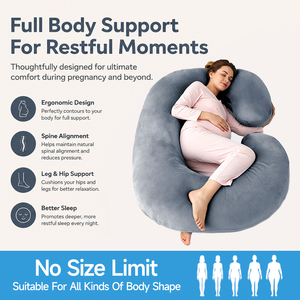 Almohada de Embarazo en Forma de C de 140 cm, Almohada de Maternidad de Cuerpo Completo, Envío Directo desde la UE, Funda de Terciopelo - Product Image 3