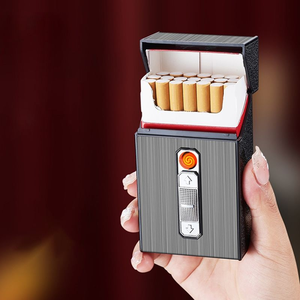 <span class=keywords><strong>Portasigarette</strong></span> in Metallo Impermeabile Portatile con <span class=keywords><strong>Accendino</strong></span>, Design Moderno Quadrato, Chiusura a Scatto, Personalizzazione all'Ingrosso, Produttore - Product Image 2