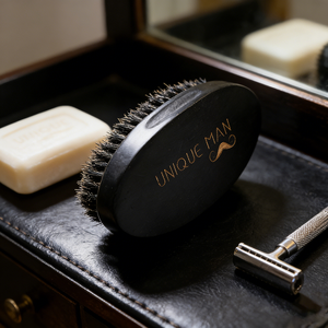 Brosse à barbe en poils de sanglier 100% naturels, douce <span class=keywords><strong>et</strong></span> moyenne, de couleur brun foncé, avec logo personnalisé, pour homme, marque privée - Product Image 6