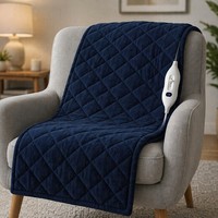 Couverture chauffante électrique matelassée diamant bleu marine sur mesure OEM d'usine 135x120cm avec contrôle numérique et protection contre la surchauffe pour lit
