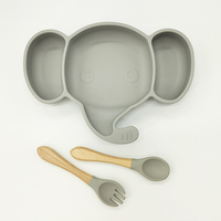 Nouveaux ensembles d'articles d'alimentation pour bébés et tout-petits, en silicone souple de qualité alimentaire, vaisselle à ventouse, motif animal, sans BPA