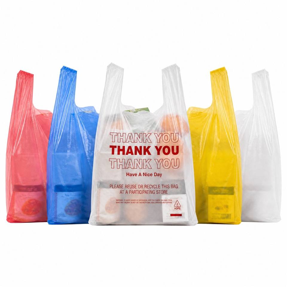 Custom Logo Green Biodegradable Plastic T-Shirt Bags Reusable Die Cut ...
