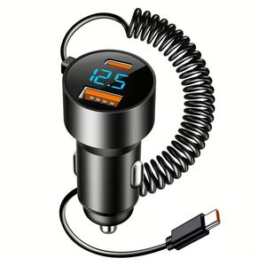 ที่ชาร์จในรถยนต์ 3 in 1 100w ชาร์จเร็ว อะแดปเตอร์ที่จุดบุหรี่ในรถยนต์ พร้อมสายชาร์จโทรศัพท์ในรถยนต์แบบดิจิตอล - Product Image 1