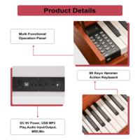 BD MUSIC BD-886F 88 Keys Wooden LCD Hammer Action Electric Organ Grand Digital Midi Piano Keyboard Instrument Built-In Speaker
