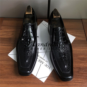 Chaussures en cuir coloré italiennes faites à la main pour hommes, tenue de travail formelle, cuir véritable haut de gamme, style britannique, chaussures de bureau - Product Image 6