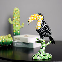 Statue de pellican en mosaïque de qualité supérieure, décoration intérieure de luxe, animaux, décoration, sculpture d'oiseau toucan coloré