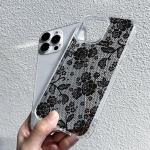 Funda de Teléfono Vintage <span class=keywords><strong>con</strong></span> Encaje Floral, Malla Transparente de TPU a Prueba de Golpes <span class=keywords><strong>con</strong></span> Diseño de Rosas para iPhone 16 15 14 13 12 11 Pro Max, Estilo Coquette - Product Image 3