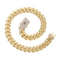 Collier chaîne maille Monaco épaisse en laiton, bijoux hip-hop avec pierre zircon et fermoir à ressort carré, vente directe usine pour hommes