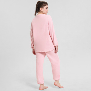 <strong>Women's</strong> Plus Size Two-Piece Winter Warm <strong>Fluffy</strong> Fleece Sleepwear Soft Loungewear Elastic Waist Cute <strong>Pyjamas</strong> for Sleep Lounging - Product Image 4