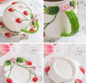 Taza Ceramica Cerezas Tazas Con <strong>Platillos</strong> Curiosas Tazas De Ceramica Cafe - Product Image 5