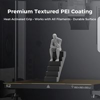 Plaque de lit magnétique en acier à ressort haute résistance Creality K2 Original 293x270mm avec revêtement PEI doré double face, accessoire pour imprimante 3D