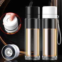 Tasse en verre à double paroi à ouverture facile par le bouchon, pour voitures, tasse à thé/eau portable pour hommes, tasse à thé en verre pour voitures
